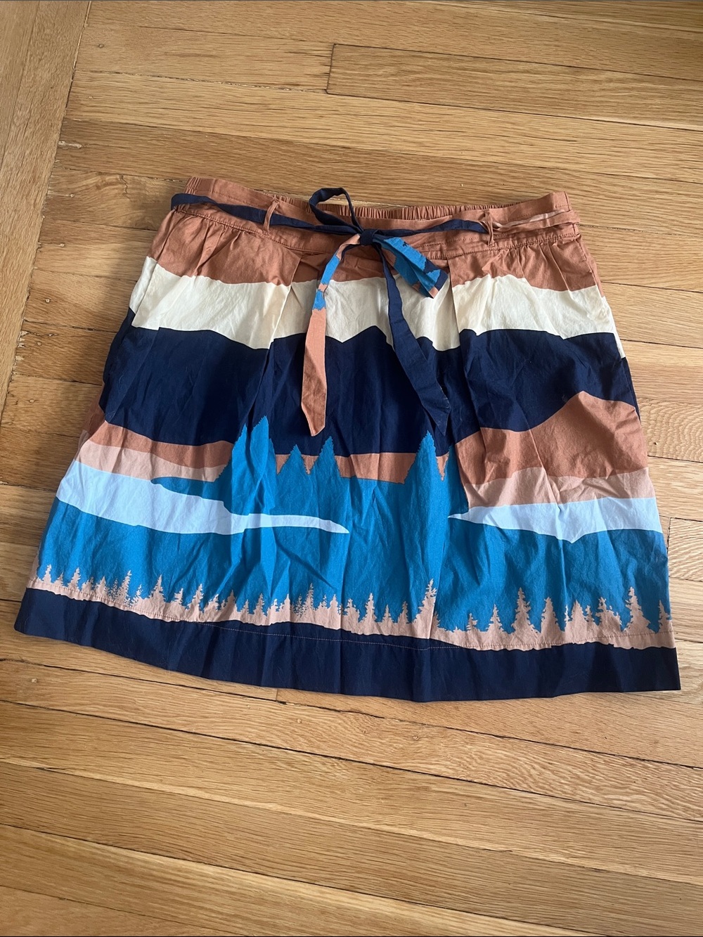 L.L. Bean Mountain Stripe Mini Skirt in Navy, Blue & Rust